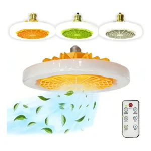 Ventilador de Techo E27 Naranja con Luz LED y Control Remoto
